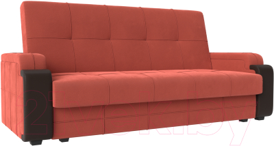 Диван Mebelico Николь лайт (микровельвет коралловый/экокожа коричневый)