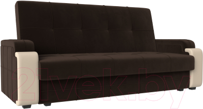 Диван Mebelico Николь лайт (микровельвет коричневый/экокожа бежевый)