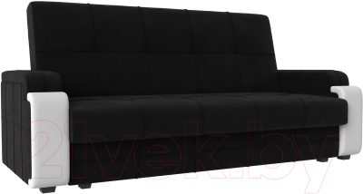 Диван Mebelico Николь лайт (микровельвет черный/экокожа белый)