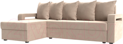 Диван угловой Mebelico Гермес Лайт левый (велюр бежевый)