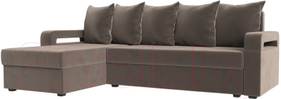 Диван угловой Mebelico Гермес Лайт левый (велюр коричневый)