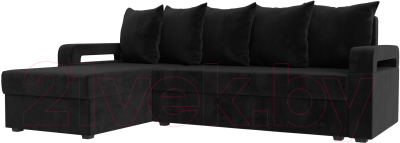 Диван угловой Mebelico Гермес Лайт левый (велюр черный)