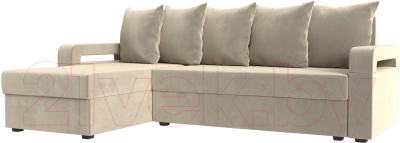 Диван угловой Mebelico Гермес Лайт левый (микровельвет бежевый)