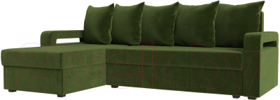 Диван угловой Mebelico Гермес Лайт левый (микровельвет зеленый)