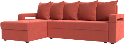 Диван угловой Mebelico Гермес Лайт левый (микровельвет коралловый)
