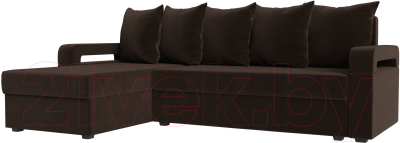 Диван угловой Mebelico Гермес Лайт левый (микровельвет коричневый)