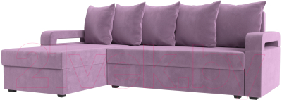 Диван угловой Mebelico Гермес Лайт левый (микровельвет сиреневый)