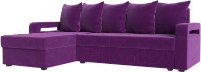 Диван угловой Mebelico Гермес Лайт левый (микровельвет фиолетовый)