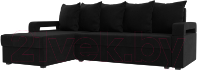 Диван угловой Mebelico Гермес Лайт левый (микровельвет черный)