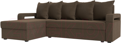 Диван угловой Mebelico Гермес Лайт левый (рогожка коричневый)