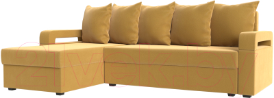 Диван угловой Mebelico Гермес Лайт левый (микровельвет желтый)