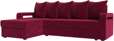 Диван угловой Mebelico Гермес Лайт левый (микровельвет бордовый)