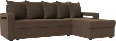 Диван угловой Mebelico Гермес Лайт правый (рогожка коричневый)