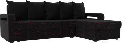 Диван угловой Mebelico Гермес Лайт правый (микровельвет черный)