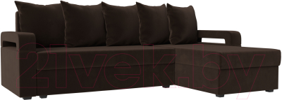 Диван угловой Mebelico Гермес Лайт правый (микровельвет коричневый)
