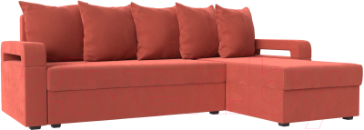 Диван угловой Mebelico Гермес Лайт правый (микровельвет коралловый)