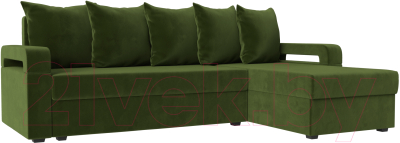 Диван угловой Mebelico Гермес Лайт правый (микровельвет зеленый)