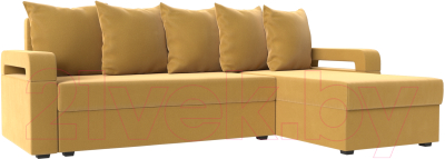 Диван угловой Mebelico Гермес Лайт правый (микровельвет желтый)