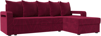 Диван угловой Mebelico Гермес Лайт правый (микровельвет бордовый)