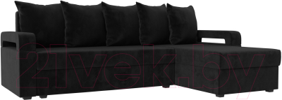 Диван угловой Mebelico Гермес Лайт правый (велюр черный)