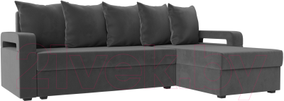 Диван угловой Mebelico Гермес Лайт правый (велюр серый)