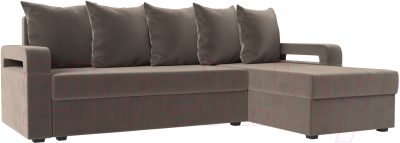 Диван угловой Mebelico Гермес Лайт правый (велюр коричневый)