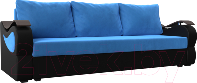 Диван Mebelico Меркурий лайт (велюр голубой/экокожа черный)