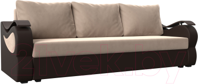 Диван Mebelico Меркурий лайт (велюр бежевый/экокожа коричневый)
