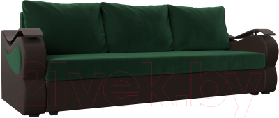 Диван Mebelico Меркурий лайт (велюр зеленый/экокожа коричневый)