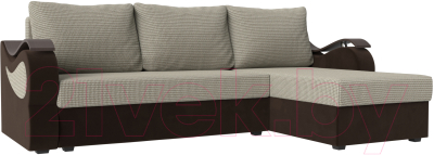 Диван угловой Mebelico Меркурий лайт правый (корфу 02/микровельвет коричневый)