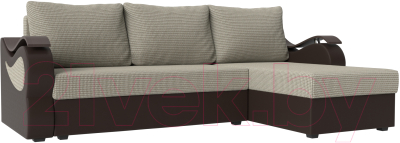 Диван угловой Mebelico Меркурий лайт правый (корфу 02/экокожа коричневый)