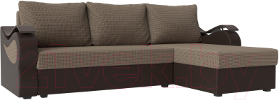 Диван угловой Mebelico Меркурий лайт правый (корфу 03/экокожа коричневый)