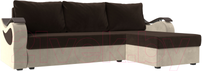 Диван угловой Mebelico Меркурий лайт правый (микровельвет коричневый/микровельвет бежевый)