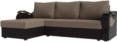 Диван угловой Mebelico Меркурий лайт левый (корфу 03/экокожа черный)