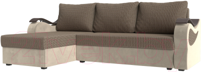 Диван угловой Mebelico Меркурий лайт левый (корфу 03/микровельвет бежевый)