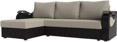 Диван угловой Mebelico Меркурий лайт левый (корфу 02/экокожа черный)