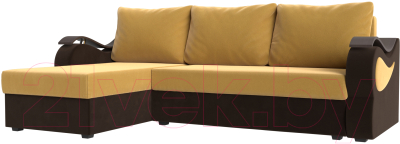 Диван угловой Mebelico Меркурий лайт левый (микровельвет желтый/микровельвет коричневый)