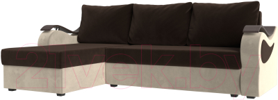 Диван угловой Mebelico Меркурий лайт левый (микровельвет коричневый/микровельвет бежевый)