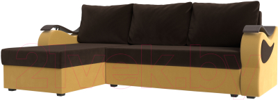 Диван угловой Mebelico Меркурий лайт левый (микровельвет коричневый/микровельвет желтый)