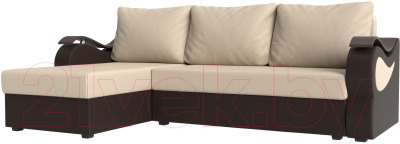 Диван угловой Mebelico Меркурий лайт левый (экокожа бежевый/экокожа коричневый)