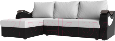 Диван угловой Mebelico Меркурий лайт левый (экокожа белый/экокожа черный)