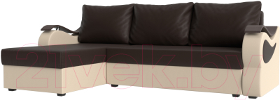 Диван угловой Mebelico Меркурий лайт левый (экокожа коричневый/экокожа бежевый)
