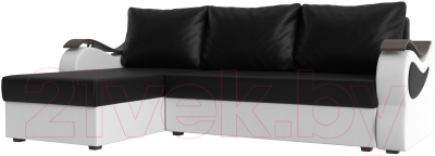 Диван угловой Mebelico Меркурий лайт левый (экокожа черный/экокожа белый)