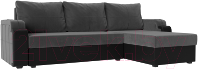 Диван угловой Mebelico Николь лайт правый (велюр серый/черный)
