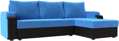 Диван угловой Mebelico Николь лайт правый (велюр голубой/черный)