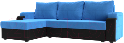 Диван угловой Mebelico Николь лайт левый (велюр голубой/черный)