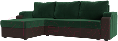 Диван угловой Mebelico Николь лайт левый (велюр зеленый/коричневый)