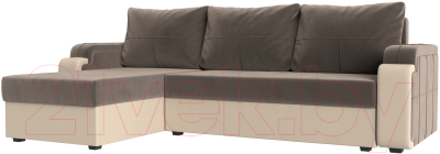 Диван угловой Mebelico Николь лайт левый (велюр коричневый/бежевый)