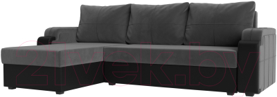 Диван угловой Mebelico Николь лайт левый (велюр серый/черный)