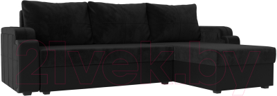 Диван угловой Mebelico Николь лайт правый (велюр черный/черный)